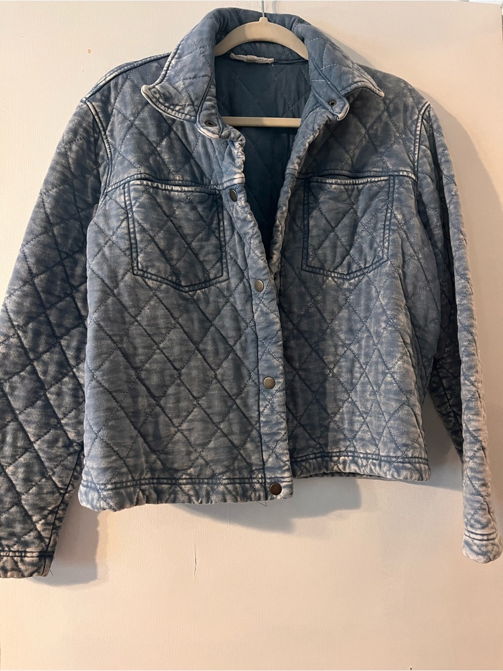 Jane and Delancey Quilted Washed Blue Jean Jacket